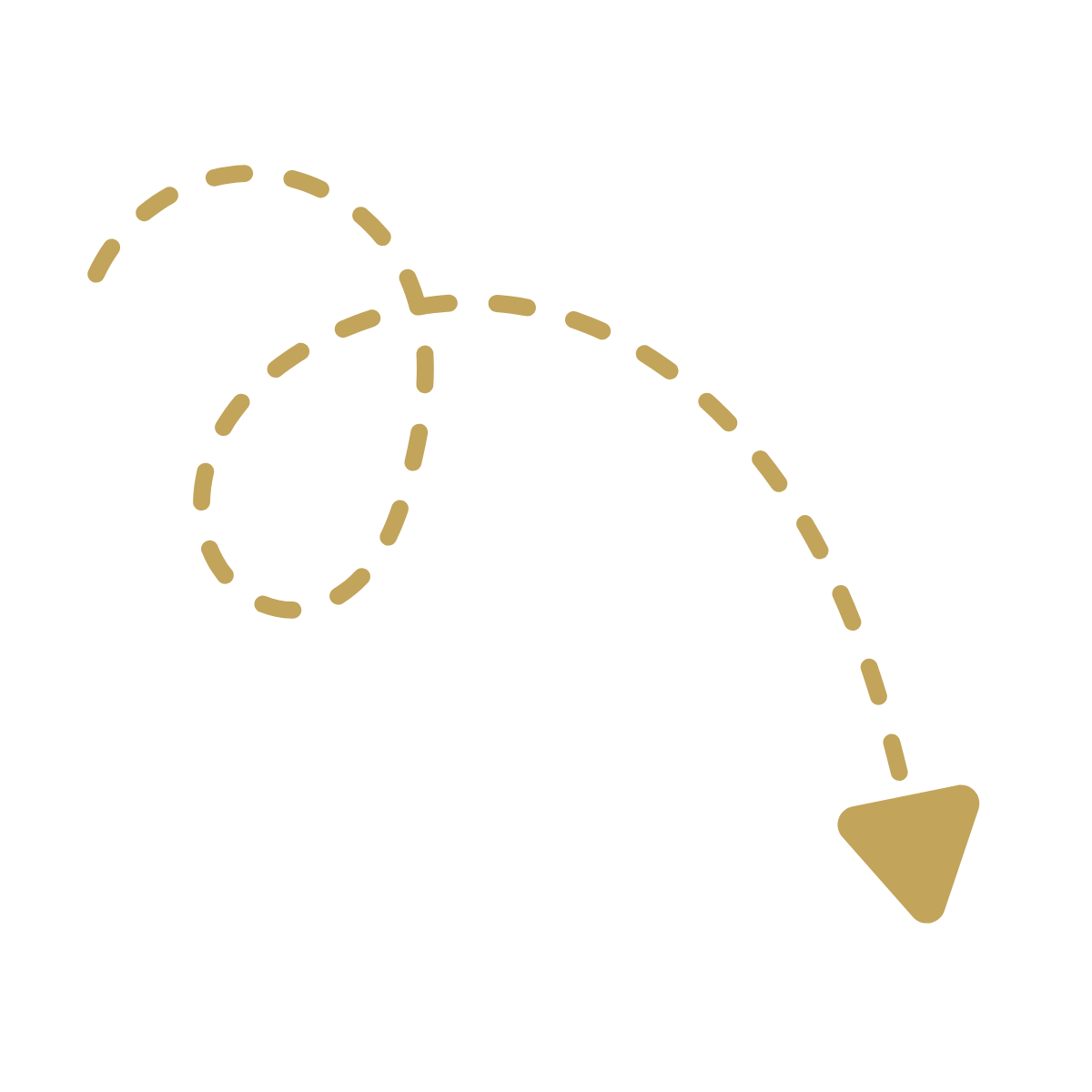 A dashed arrow pointing downward and to the right.