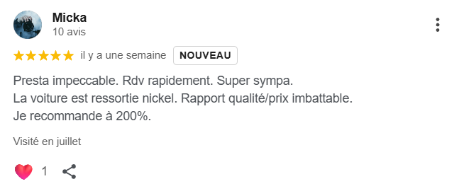 avis 5* des préstations professionnel de nettoyage détailing a saint-vit 10 min de besançon