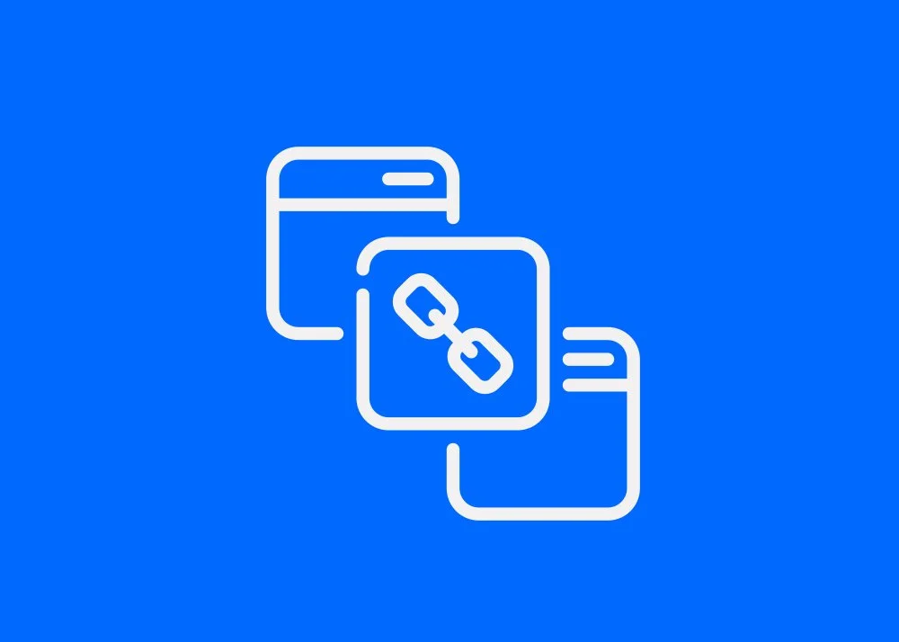 Link building agency icon showing interconnected web pages symbolising offsite SEO, backlinks, and authority growth for Australian businesses.