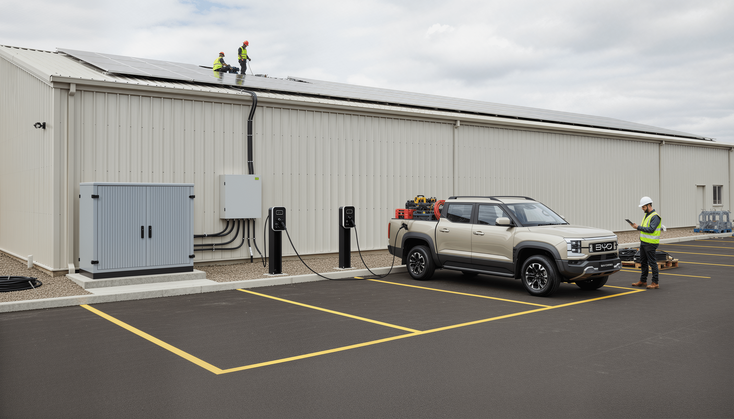 Outsourced PM managing commercial solar, battery storage, and EV charger installation as part of organisational sustainability upgrades.