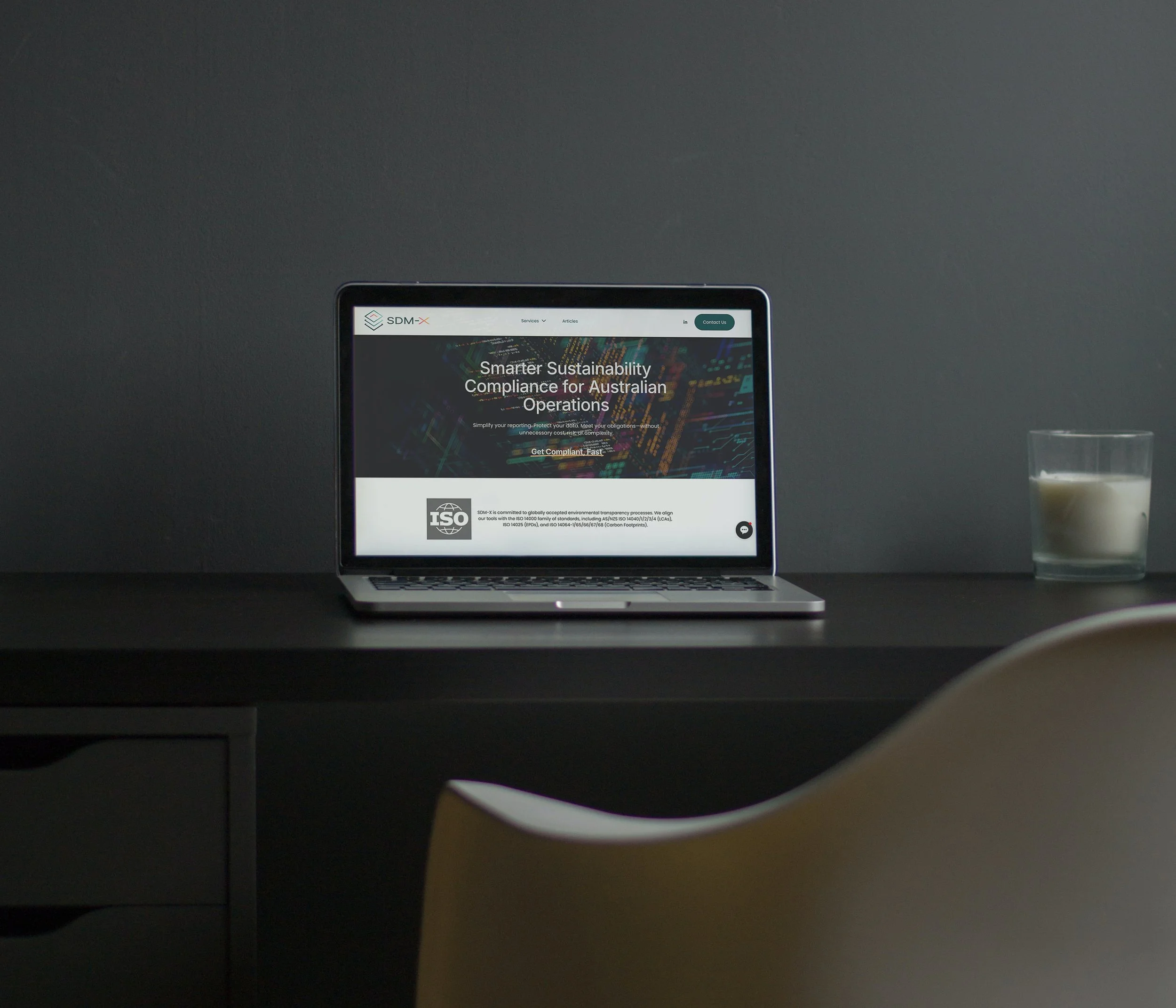 Laptop showing sustainability software interface representing Arrow’s expertise in UX design, web development, and data-driven sustainability platforms.