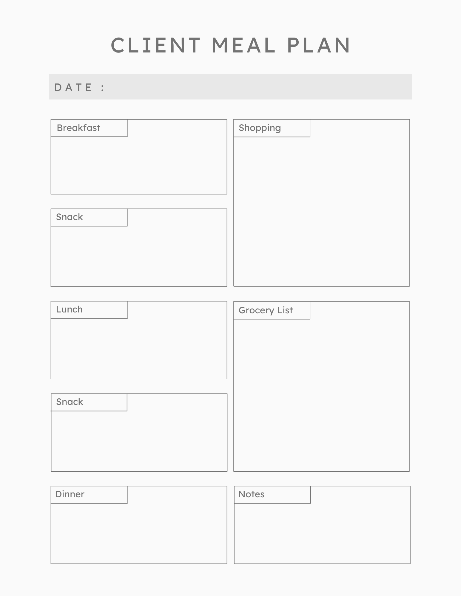 Client Meal Plan