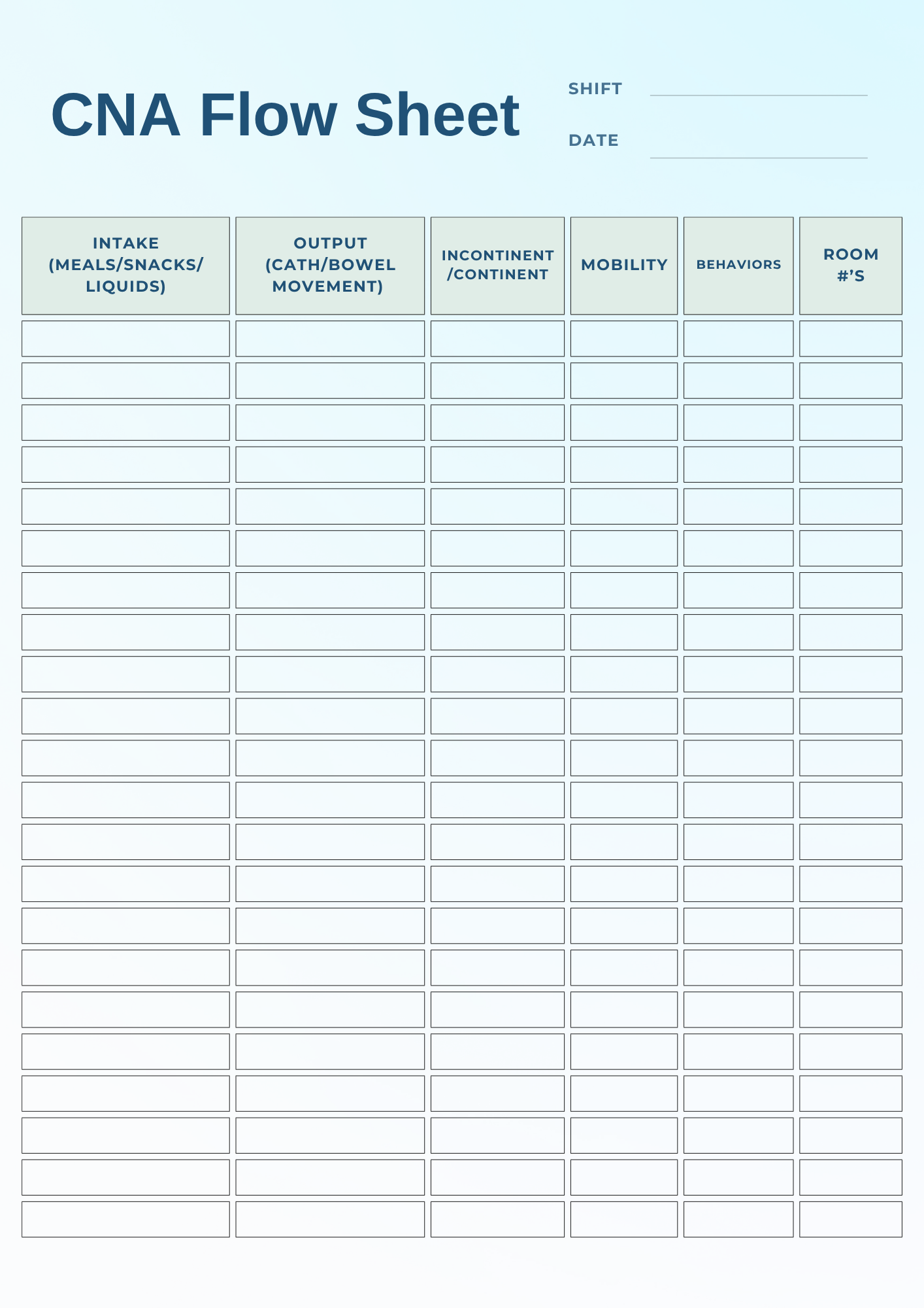 CNA Flow Sheet