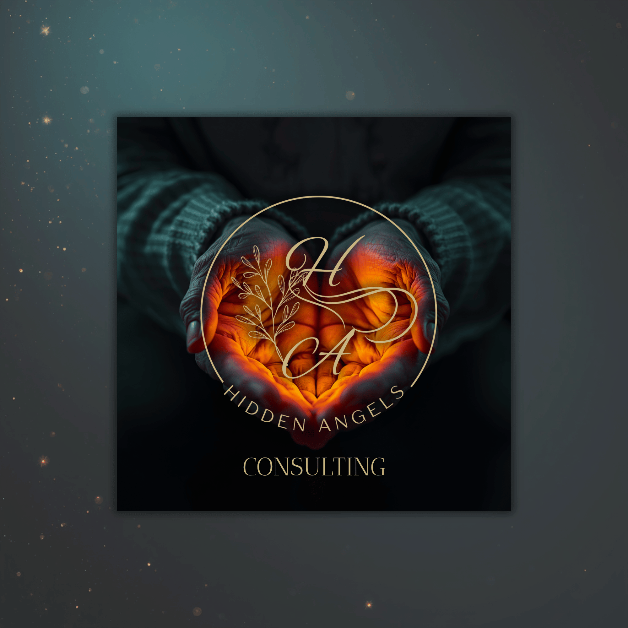 A dark background with spacecraft illustrations, featuring a central image of a human brain with glowing orange and red areas, surrounded by gold and white accents, with the word 'Consulting' underneath.