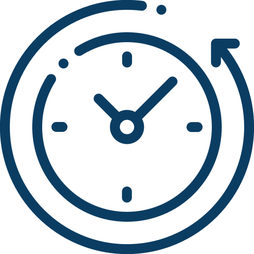 Clock with a circular arrow indicating time or history.