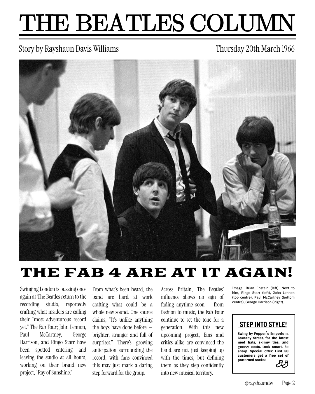 Black and white photo of The Beatles in a recording studio. John Lennon, Paul McCartney, George Harrison, and Ringo Starr are engaged in a discussion or planning session.