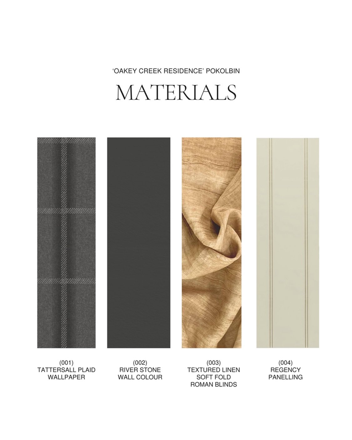 Oakey Creek Home Office ✨
A calm, layered palette designed for focus and longevity.

Tattershall plaid wallpaper adds quiet character, grounded by a deep river stone wall colour. Soft textured linen Roman blinds warm the space, paired with classic Re