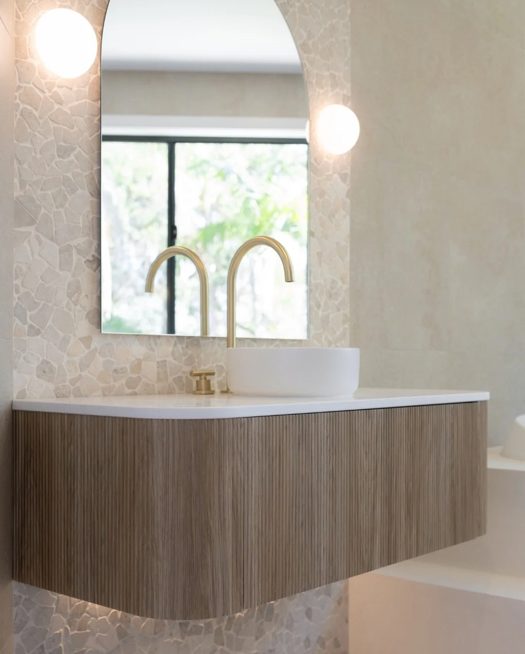 Soft, serene, and intentionally understated - this bathroom was designed as a quiet retreat from the everyday.

Layered tones, gentle textures, and warm finishes come together to create a space that feels calm without trying too hard. A place to slow