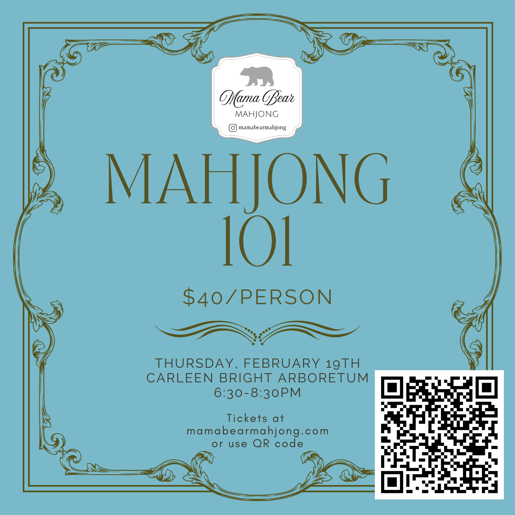 Thursday, February 19th - Arboretum - Mahjong 101 Beginner Lesson