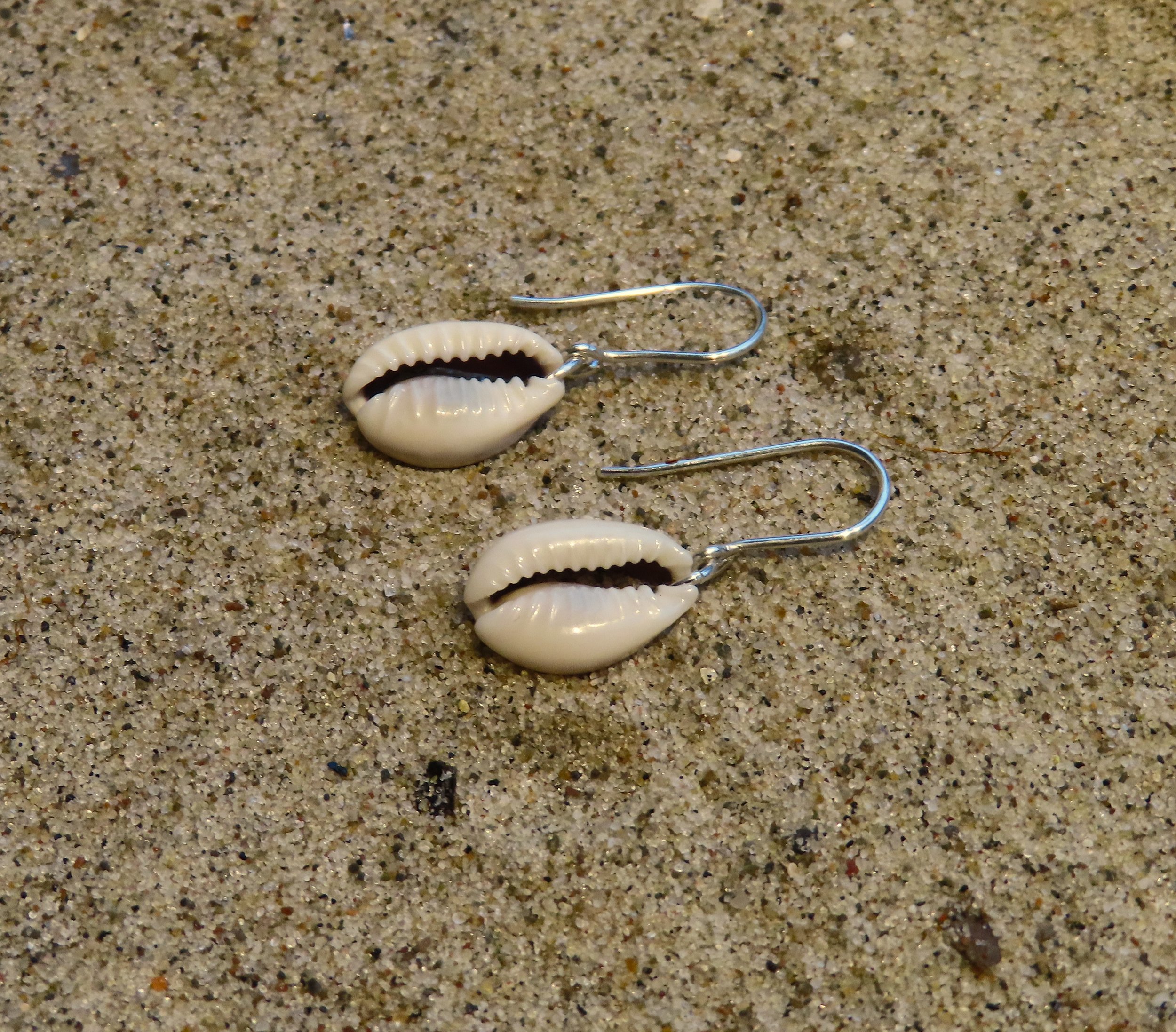 Lyse shell sølvøreringe