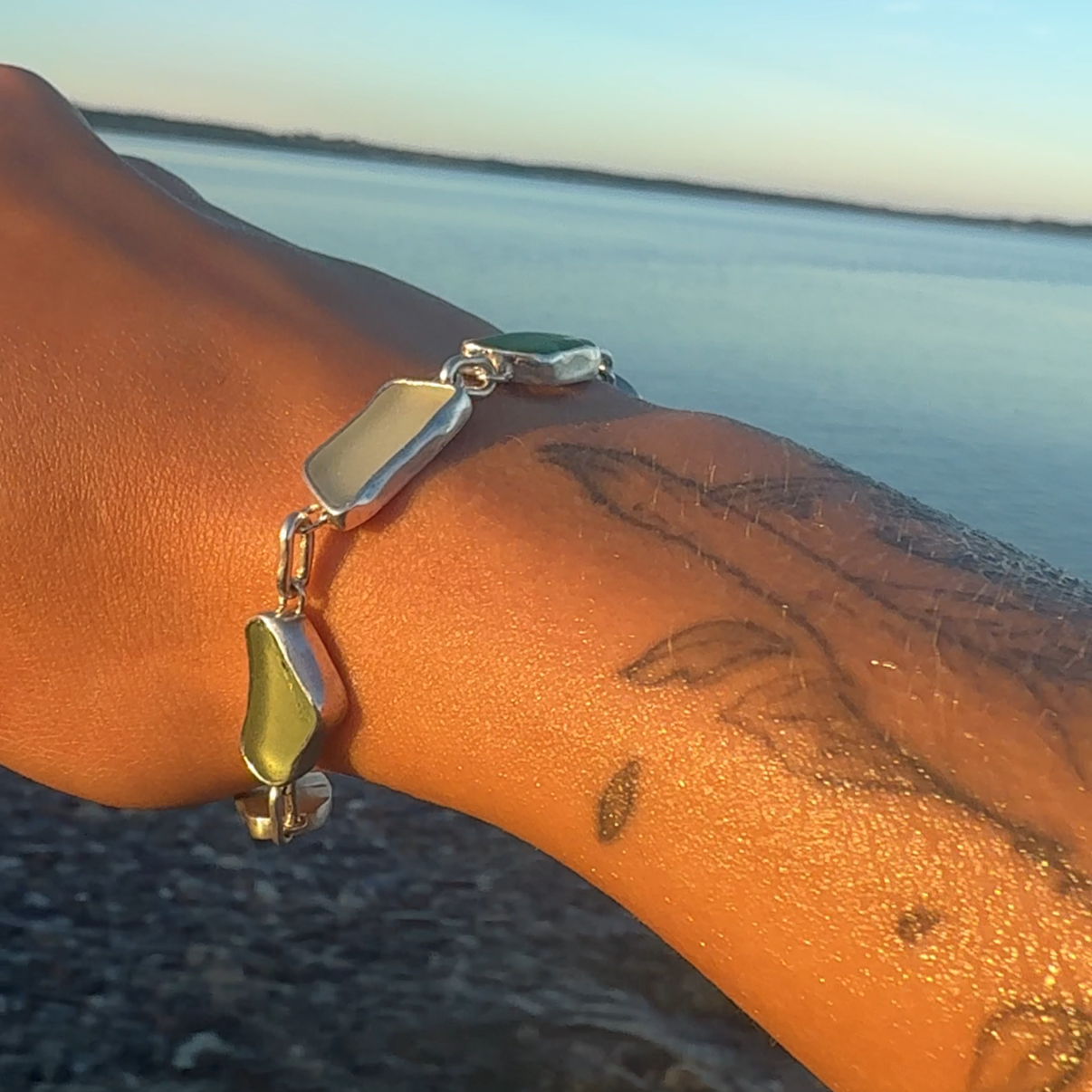 Havglas armbånd sølv