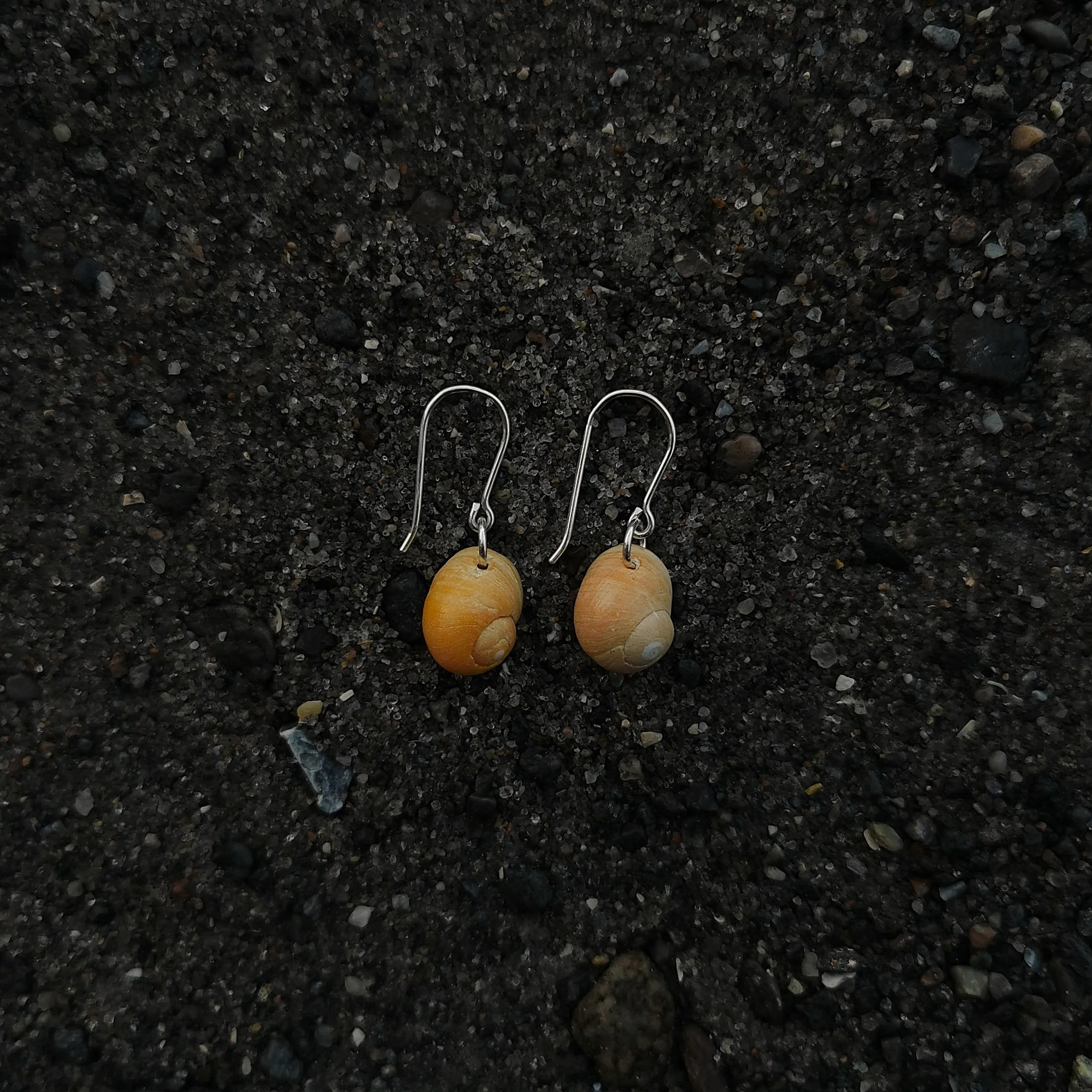 Gule strandsnegle sølvøreringe