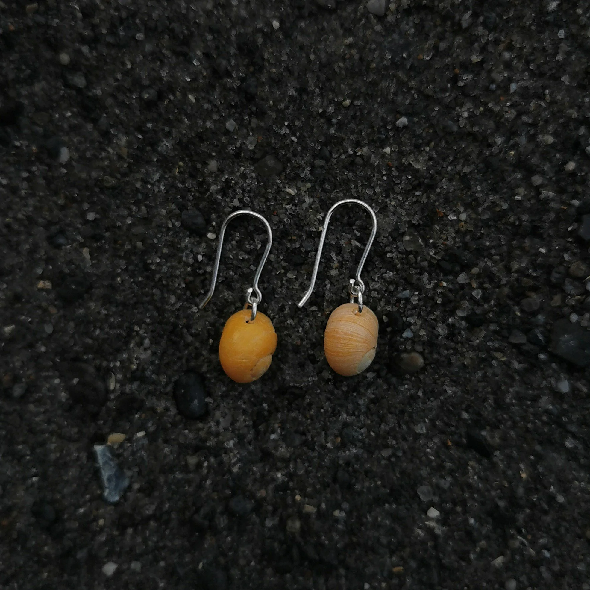 Gule strandsnegle sølvøreringe