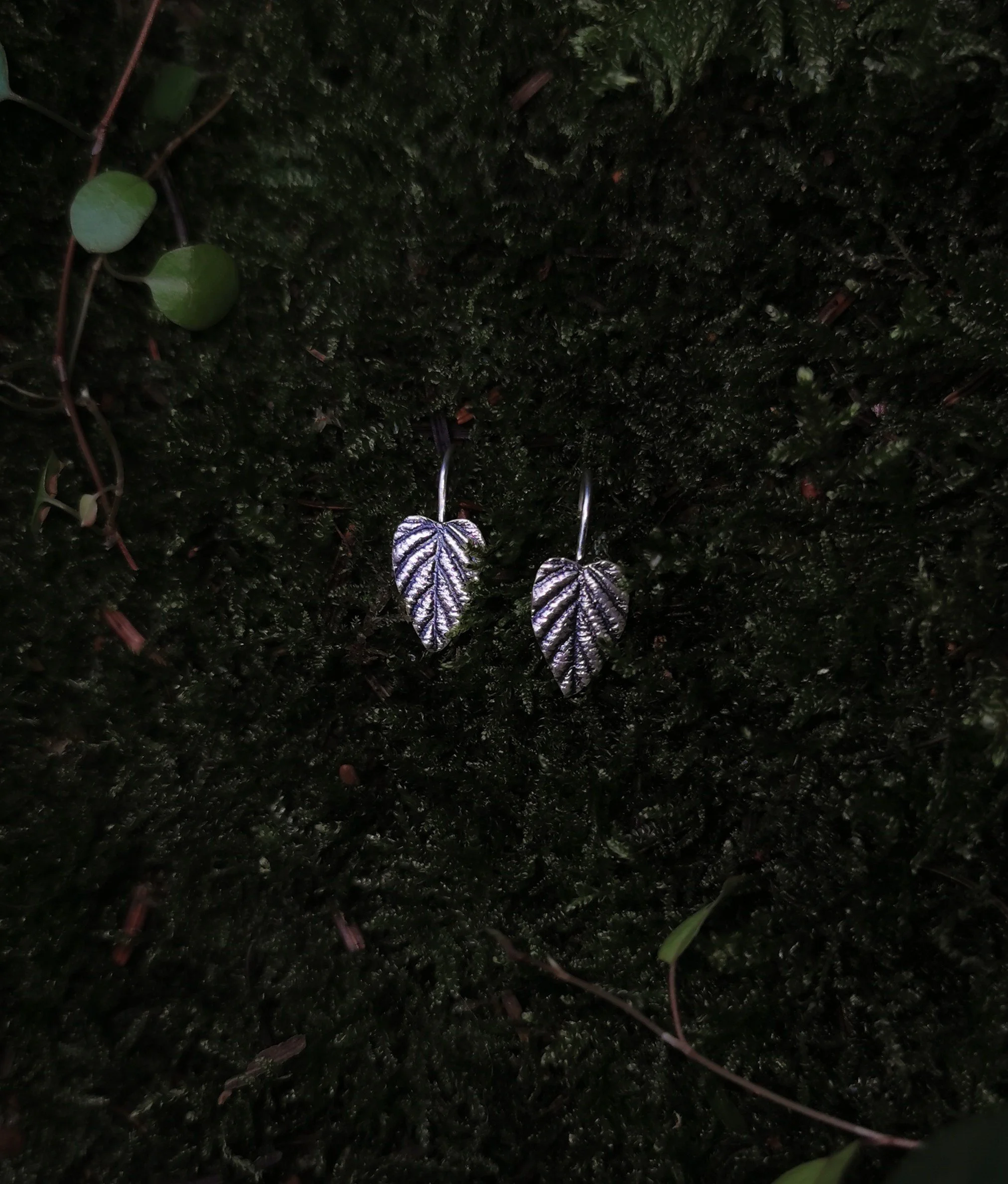 hassel sølvblads ørehængere