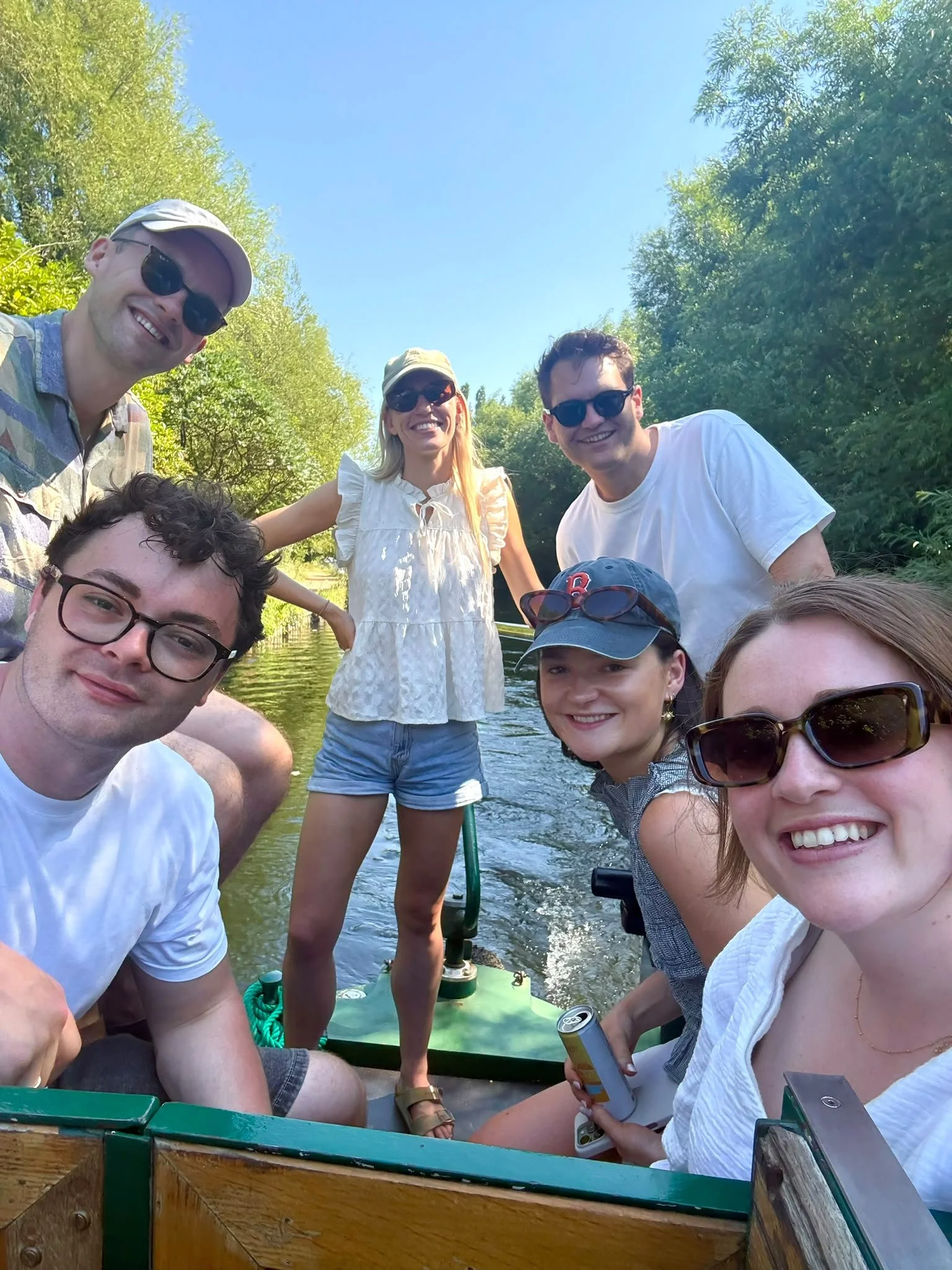 Best friends spending the day on the canal for the first time