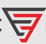 A stylized triangular logo with black, white, and red elements