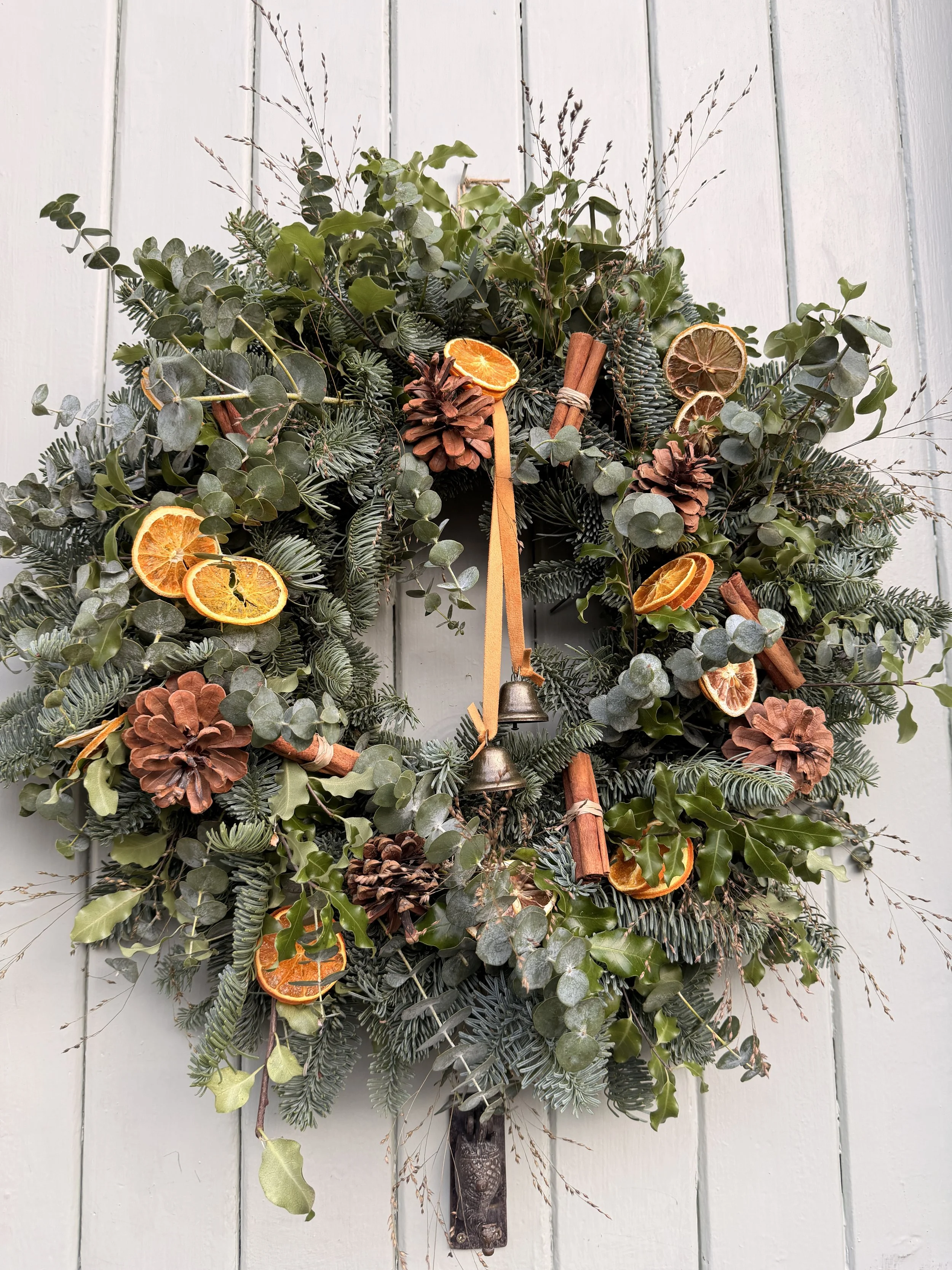 It's a Wonderful Life - Natural Neutral Christmas Door Wreath with Bells!