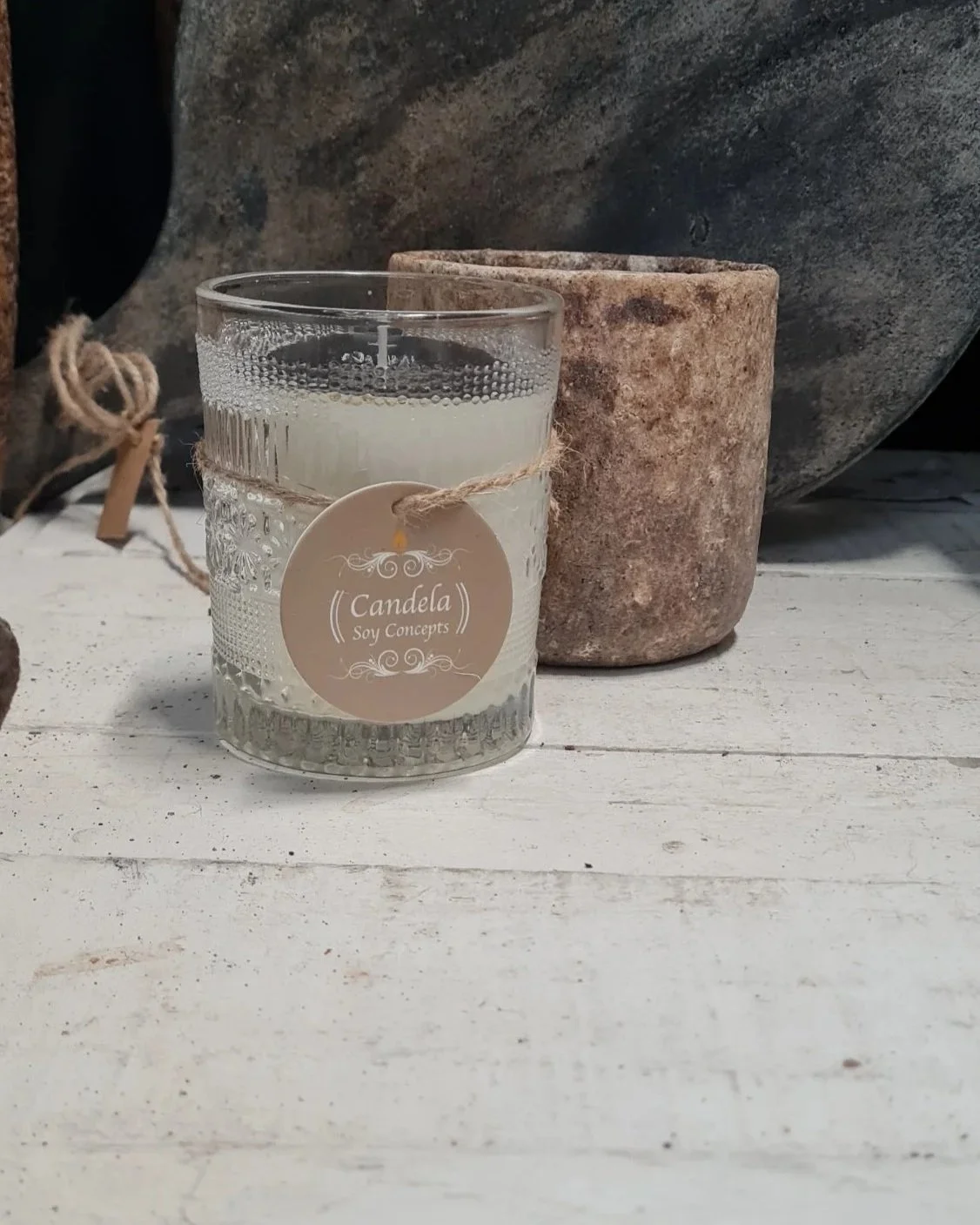 Rustic Ashen Candle Base