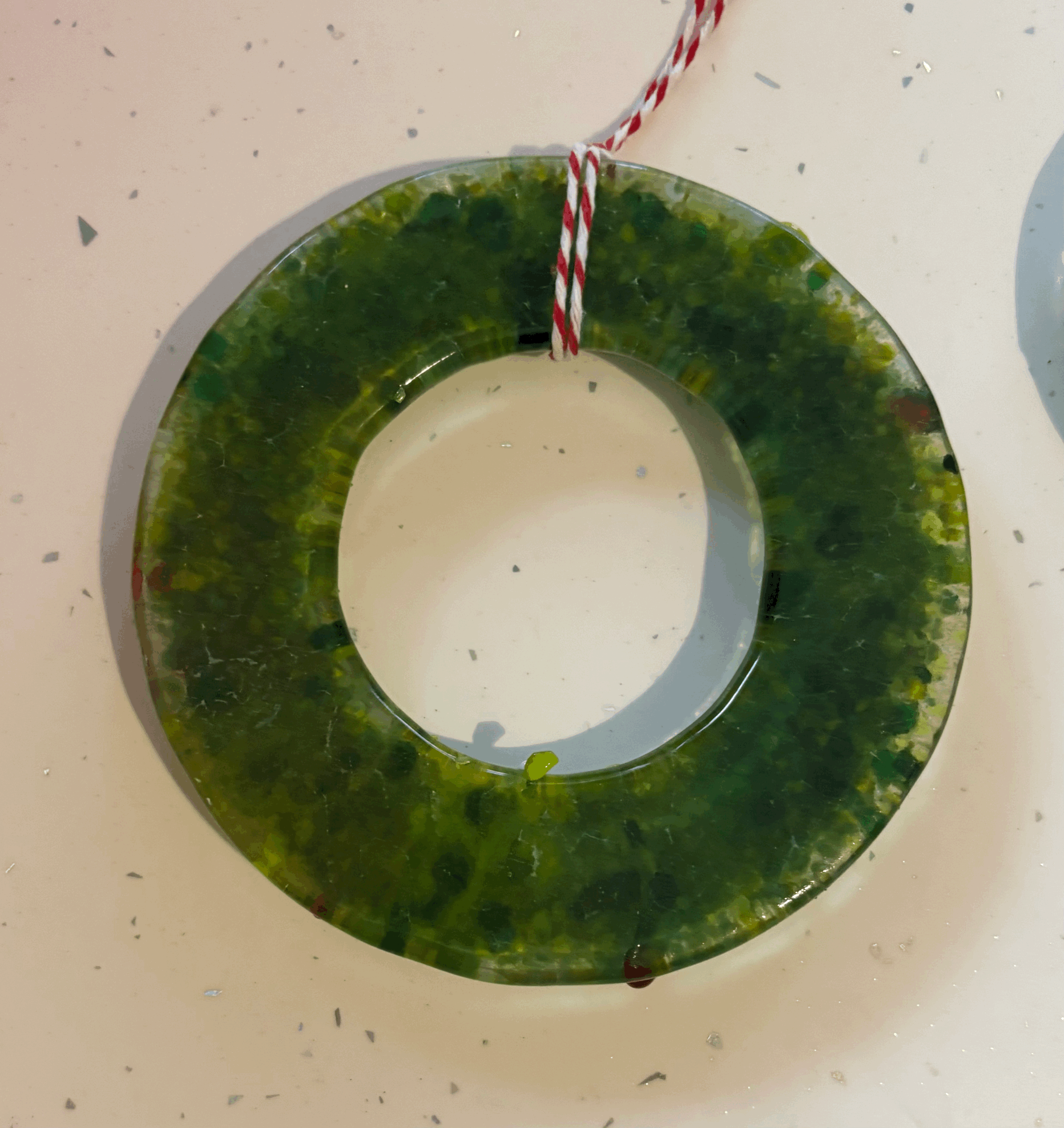 Fused glass Christmas Wreath