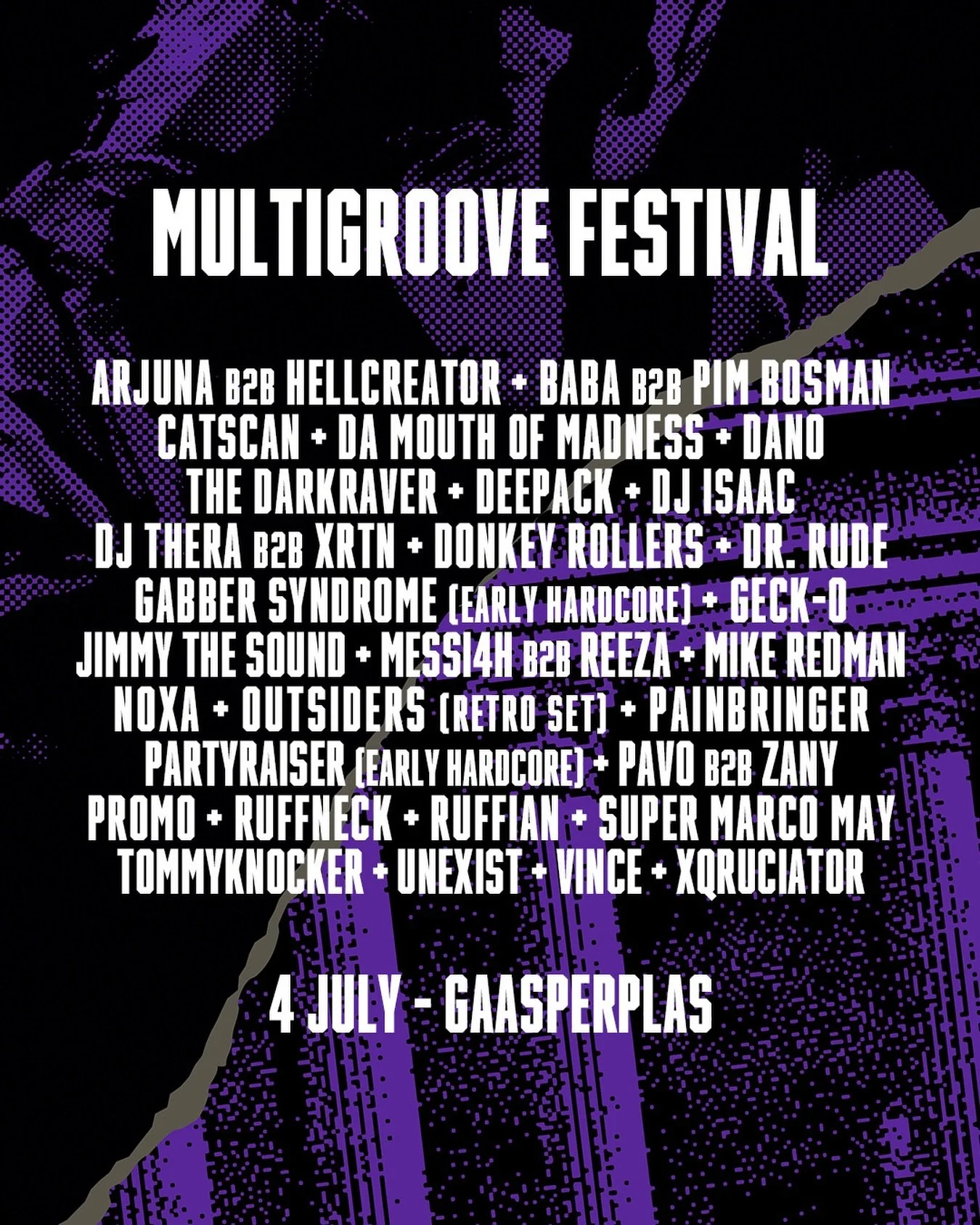 The lineup for Multigroove Festival 2026 is here 🐲

34 artists, 3 stages, one day at Gaasperplas with oldschool, gabber, next-gen, early hardstyle and hard techno, all under one open sky.

Early tickets are going fast, grab yours for &euro;45 via th