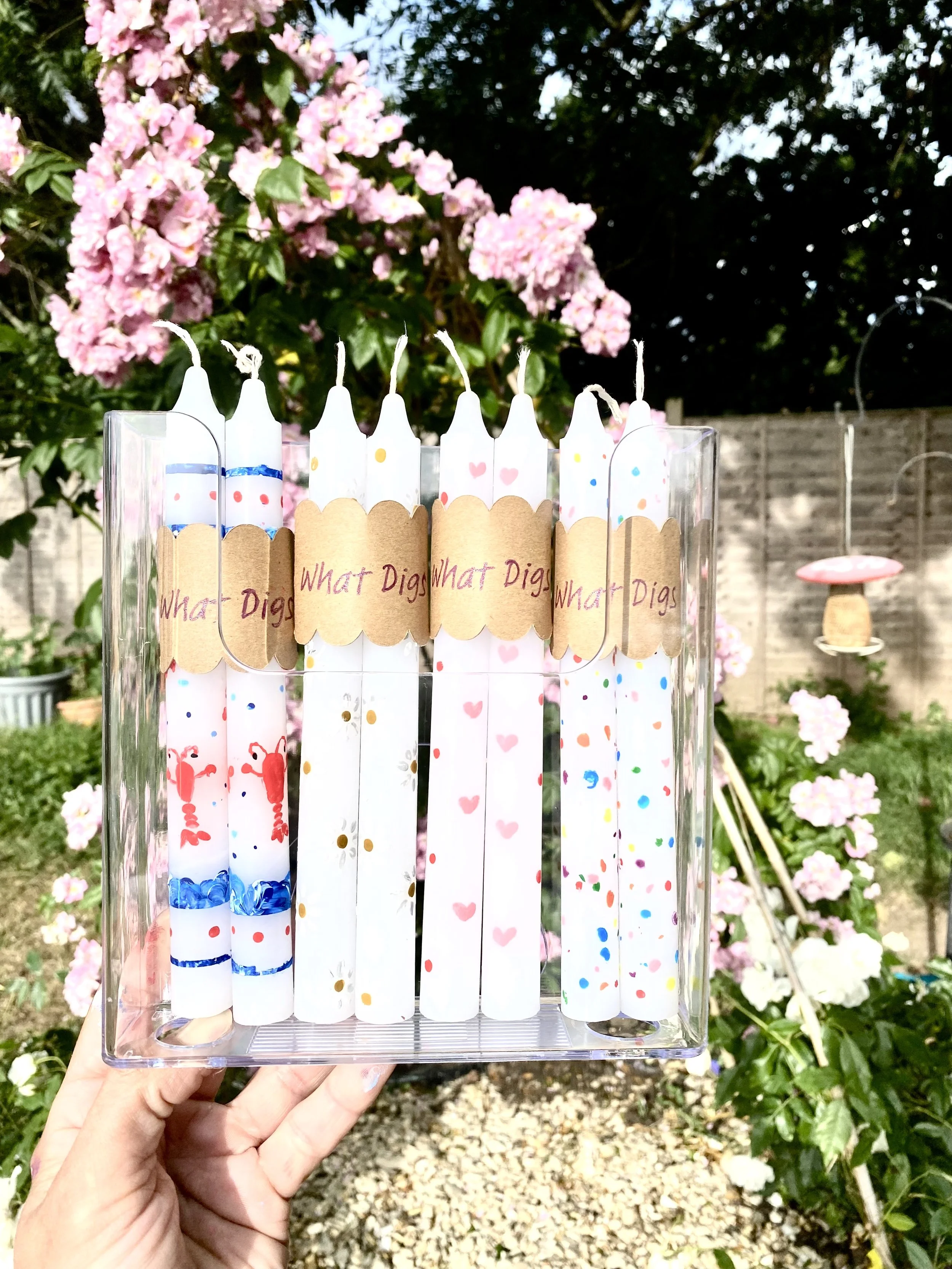 Painted tapered candles (pair)