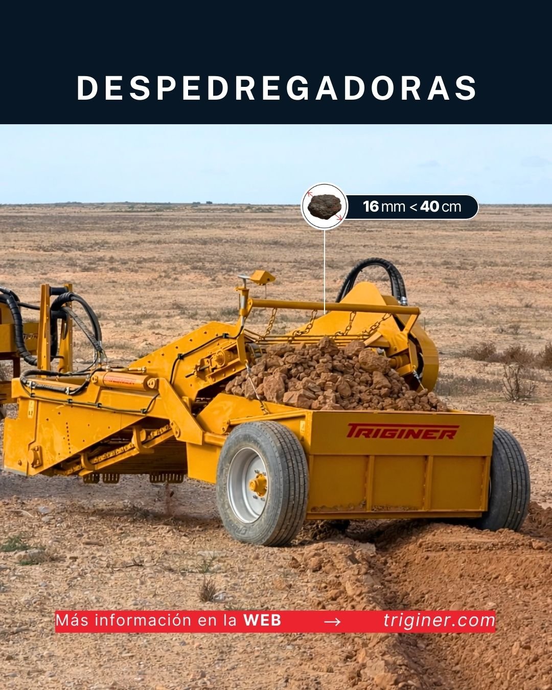 Potencia y precisi&oacute;n para tu terreno 🚜🌱

En nuestro cat&aacute;logo encontrar&aacute;s una amplia gama de m&aacute;quinas despedregadoras dise&ntilde;adas para ofrecer el m&aacute;ximo rendimiento.

Contamos con modelos adaptados a diferente