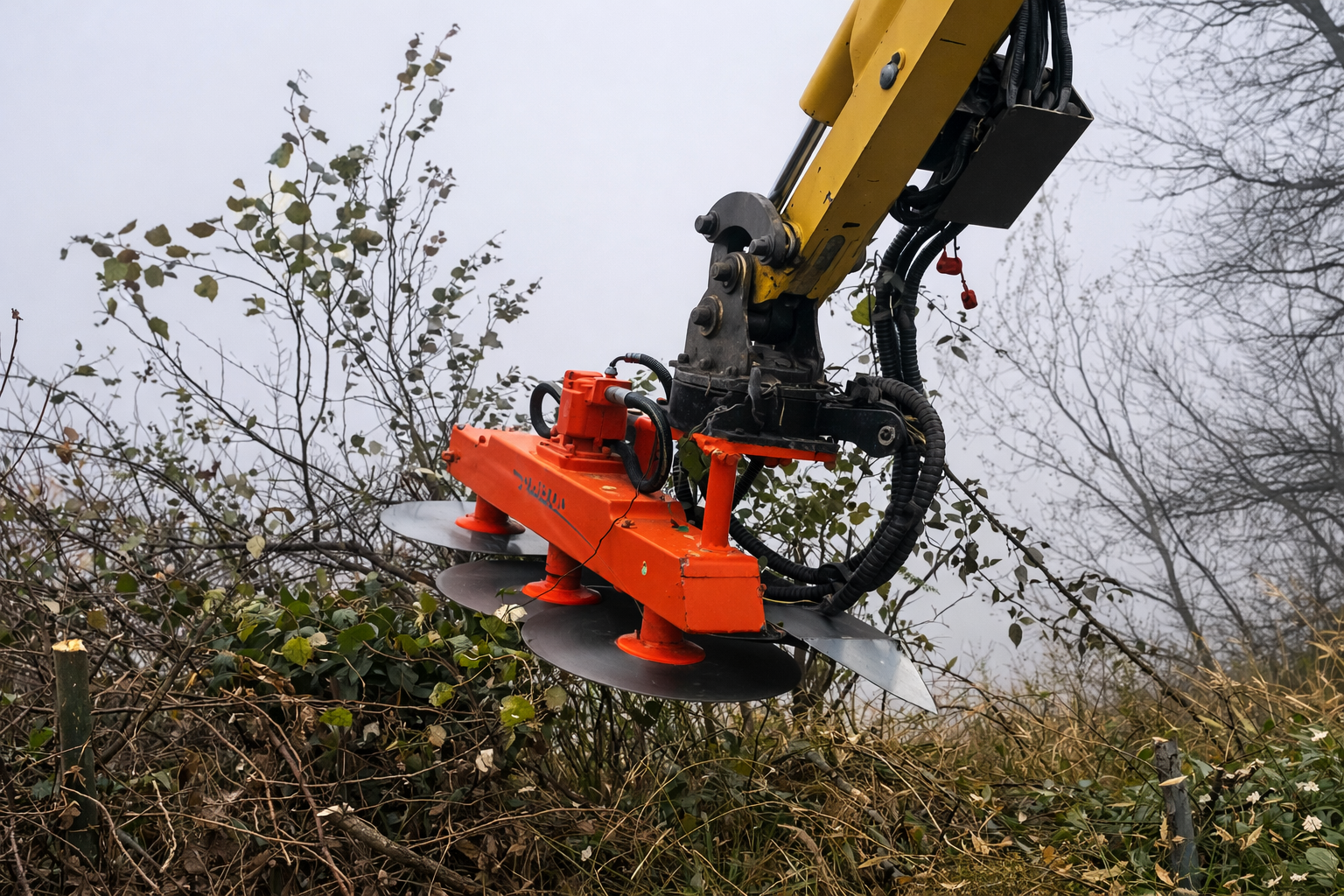 Prepodadora de discos Triginer cortando rama