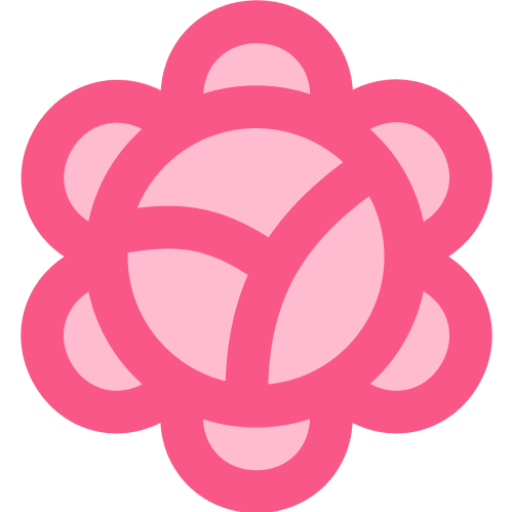 Pink and light pink stylized rose motif.