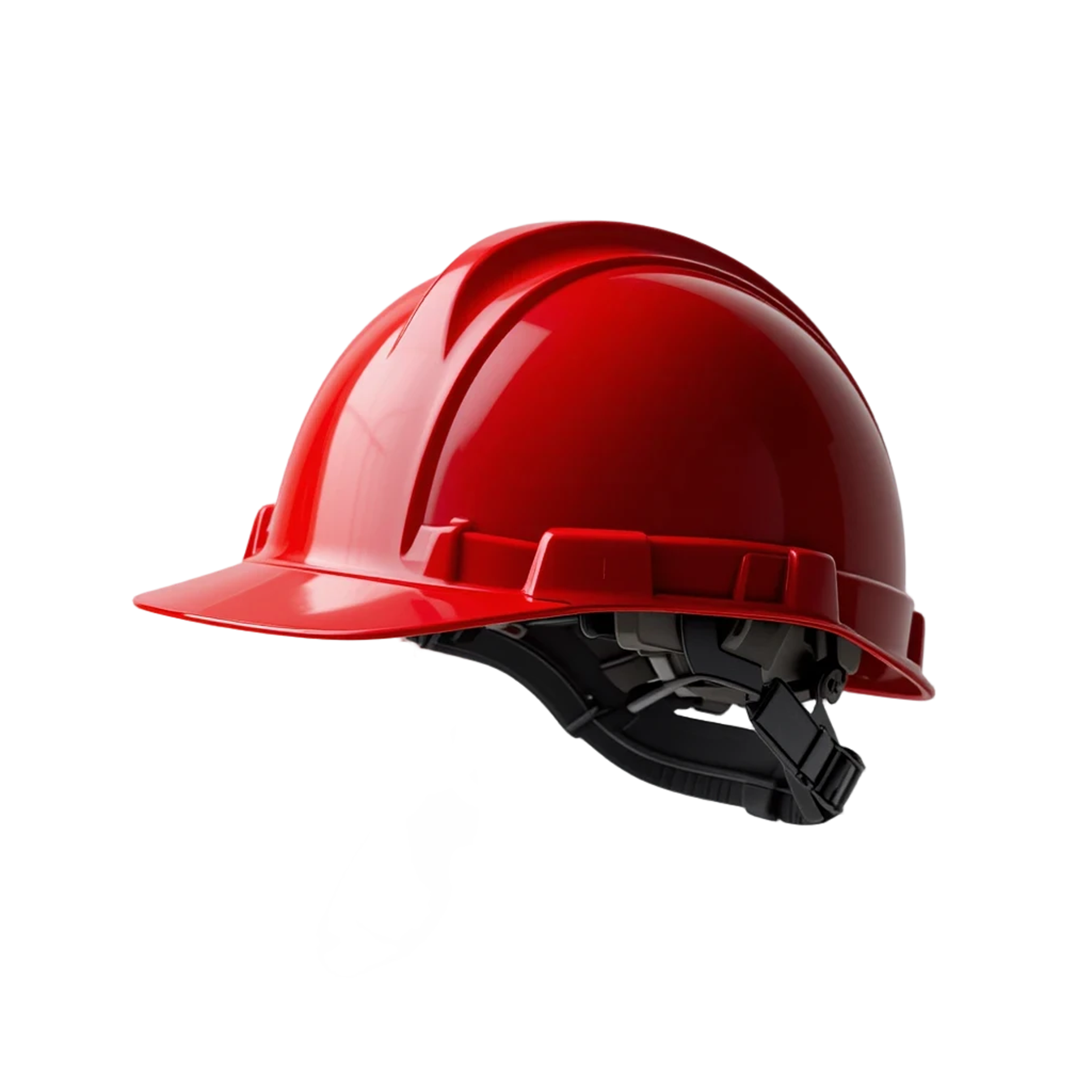 Red construction helmet