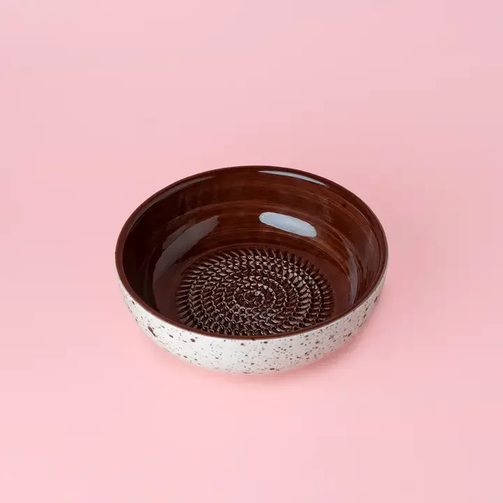 Garlic Grater Plate - Medium Ceramic - Brownie.webp