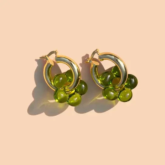Dazy Glaze in Grass - 18K Gold Plated Hoop