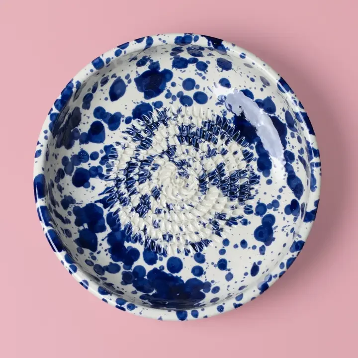 Garlic Grater Plate - Large Ceramic Blue - Persia.webp