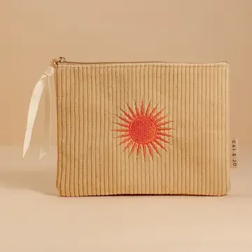 Corduroy Makeup Pouch in pale orchre.webp