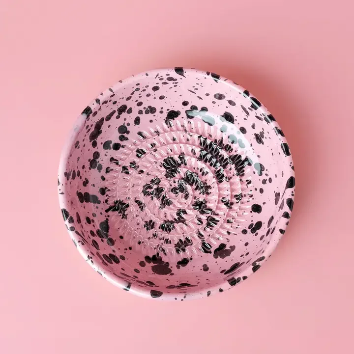 Ceramic Garlic Grater Plate : Medium Pink & Black Cosmic.webp