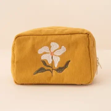 Corduroy Makeup bag in marigold.webp