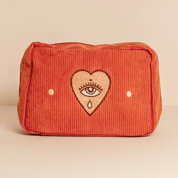 Corduroy Makeup Bag in Rust.webp