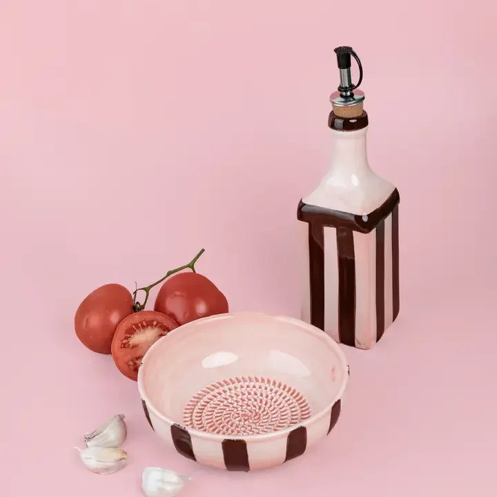 Artisanal Ceramic Breakfast Set Oil Dispenser & Grater Plate.webp