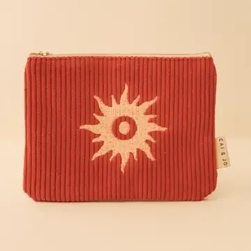 Corduroy Makeup Pouch in Rust.webp