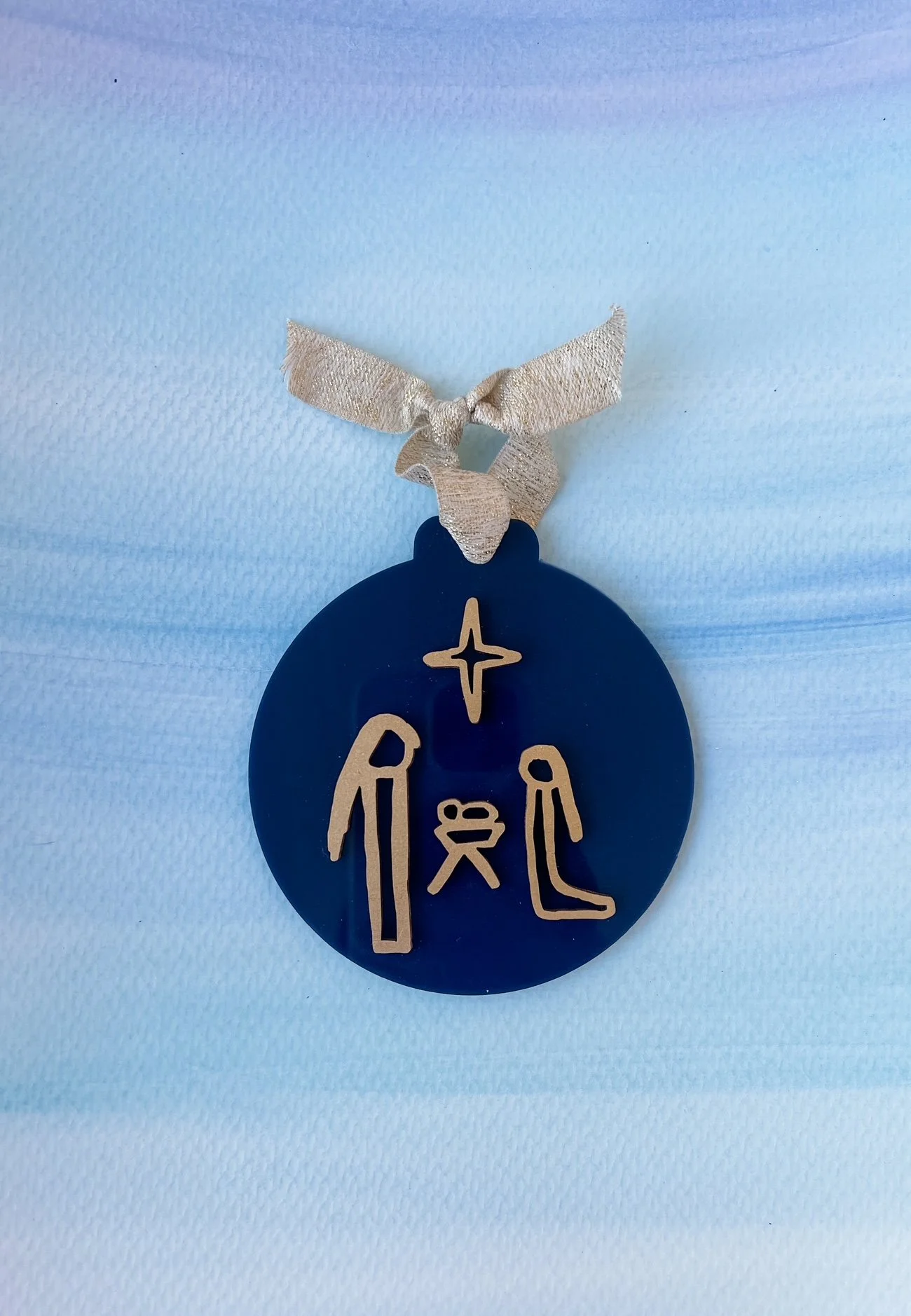 Hand-Drawn Nativity Ornament- Navy