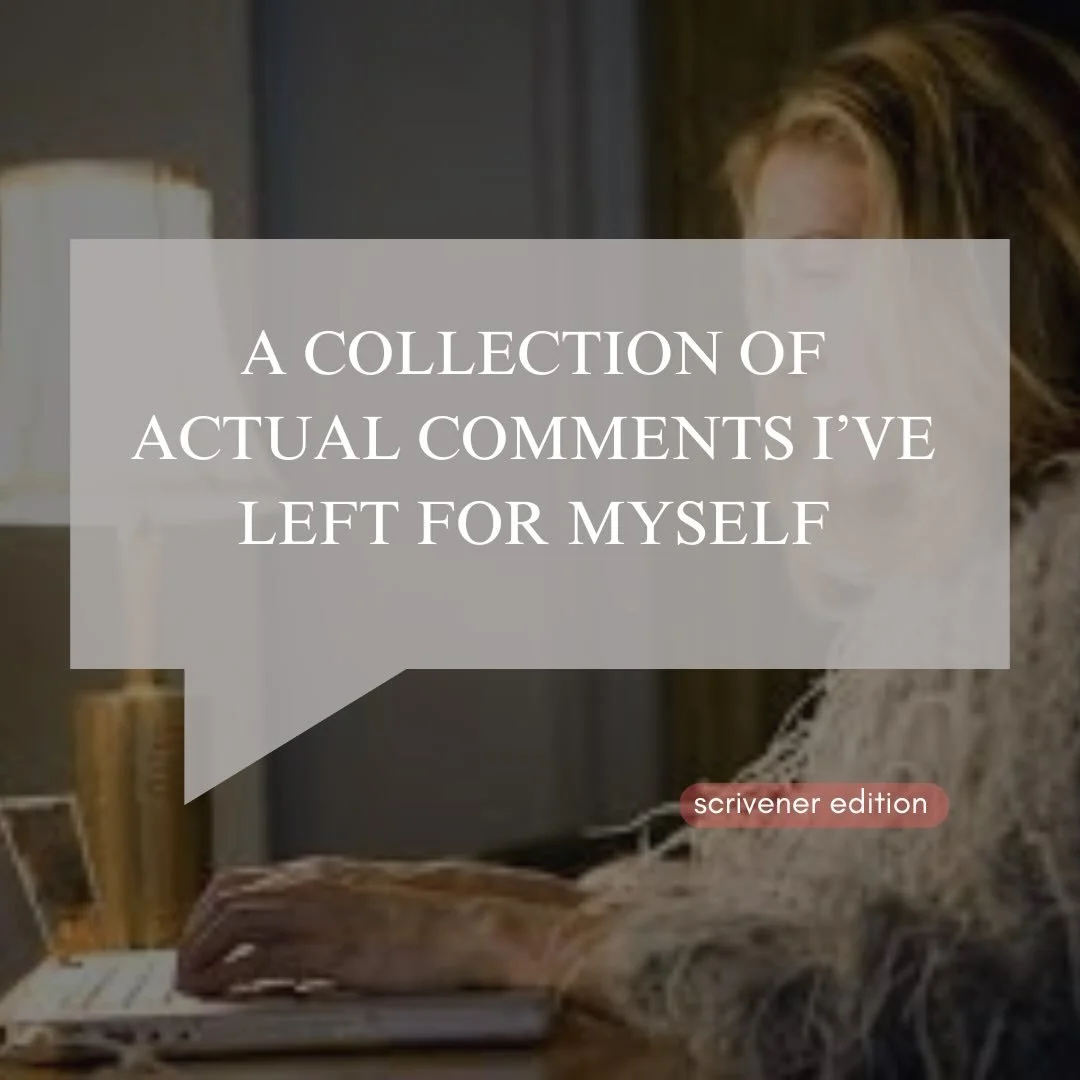 Because I&rsquo;m not using Google Docs ALL the time, I also leave snarky comments for myself in Scrivener.
.
.
.
.
.
#writing #edit #writingcommunity #writingtips #scrivener