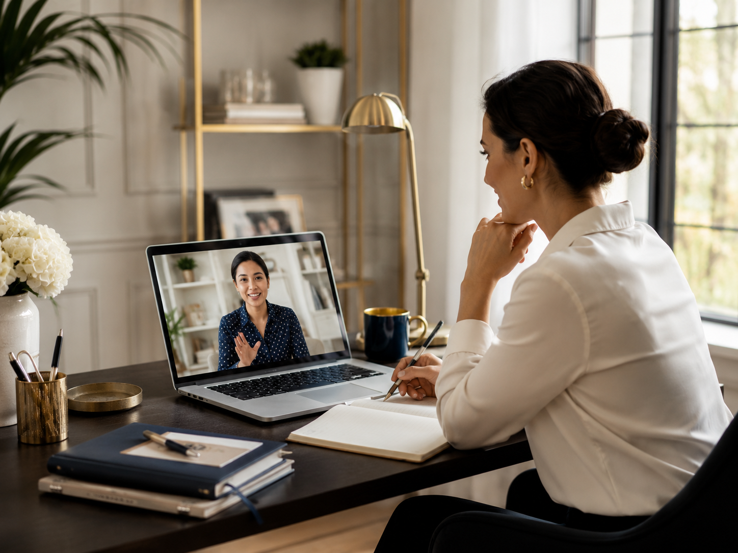 Business owner on a consultation call getting matched with the right virtual assistant