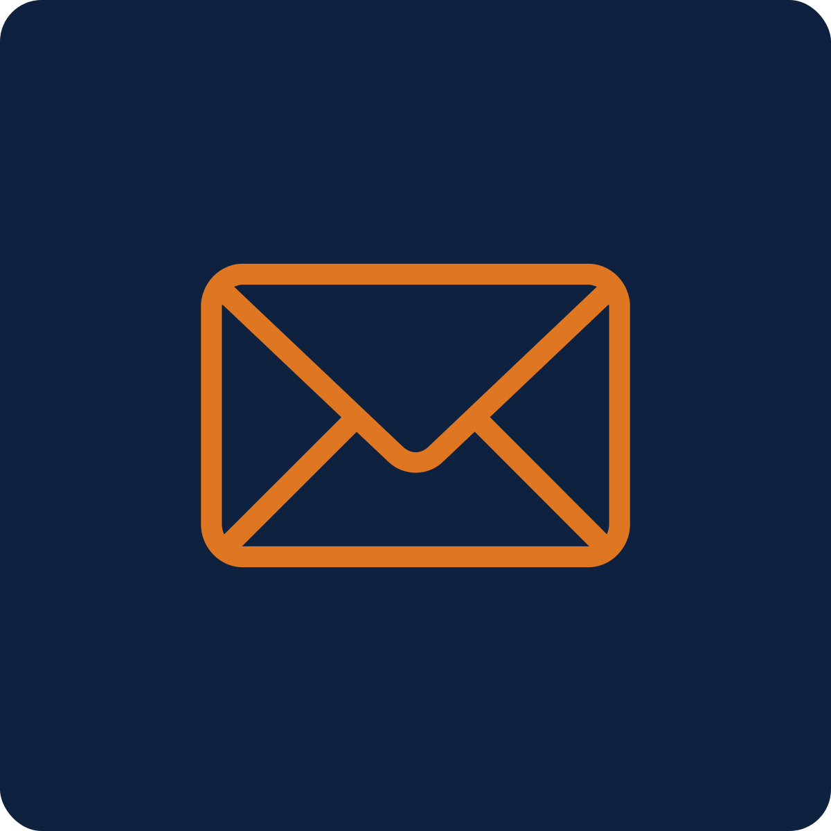 Icon of an envelope, representing email or messaging, on a dark background.