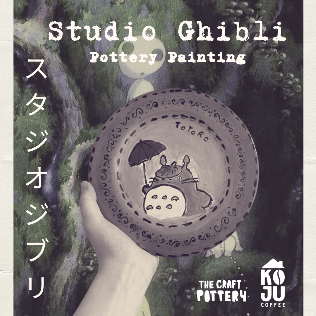 Studio Ghibli Pottery Painting at Koju Coffee