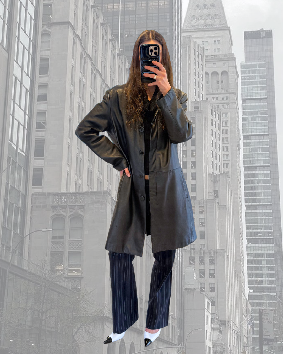 longline leather jacket