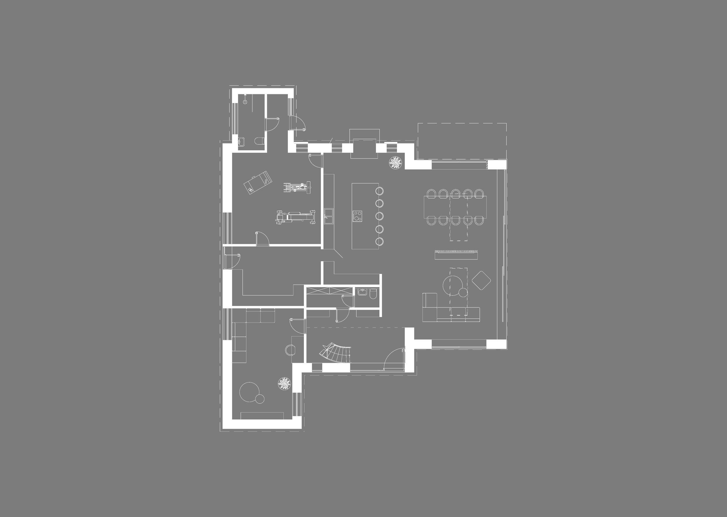Floor plan of contemporary new build with glazed atrium, Heolgerrig, Merthyr Tydfil