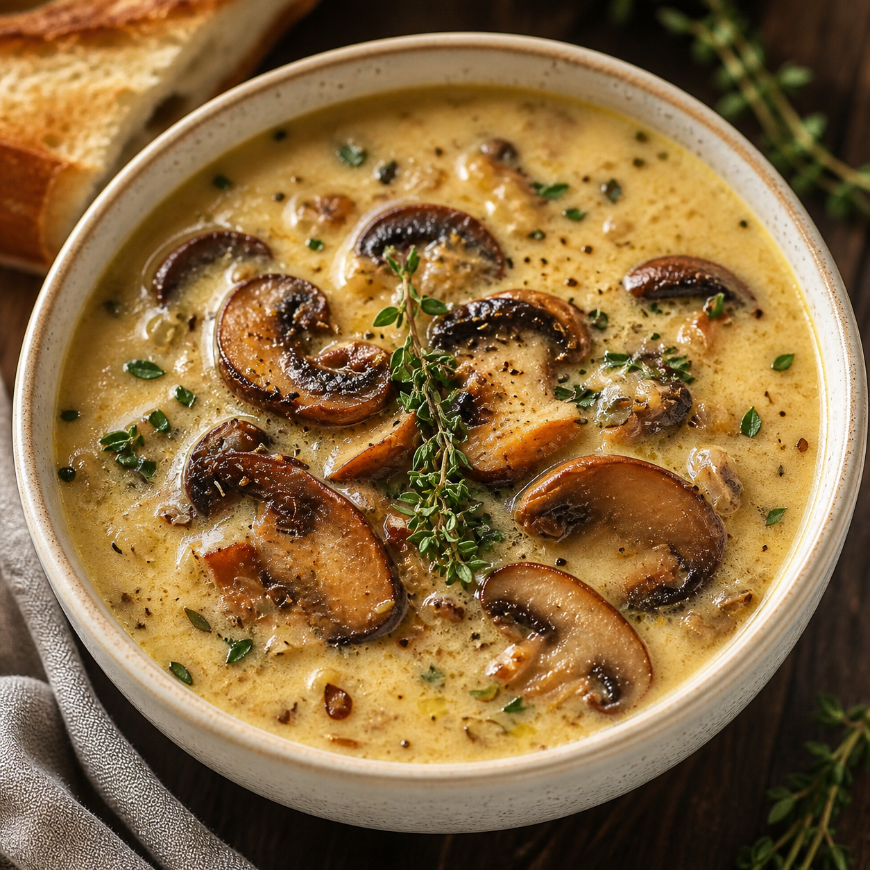 WOODLAND MUSHROOM AND SPINACH SOUP