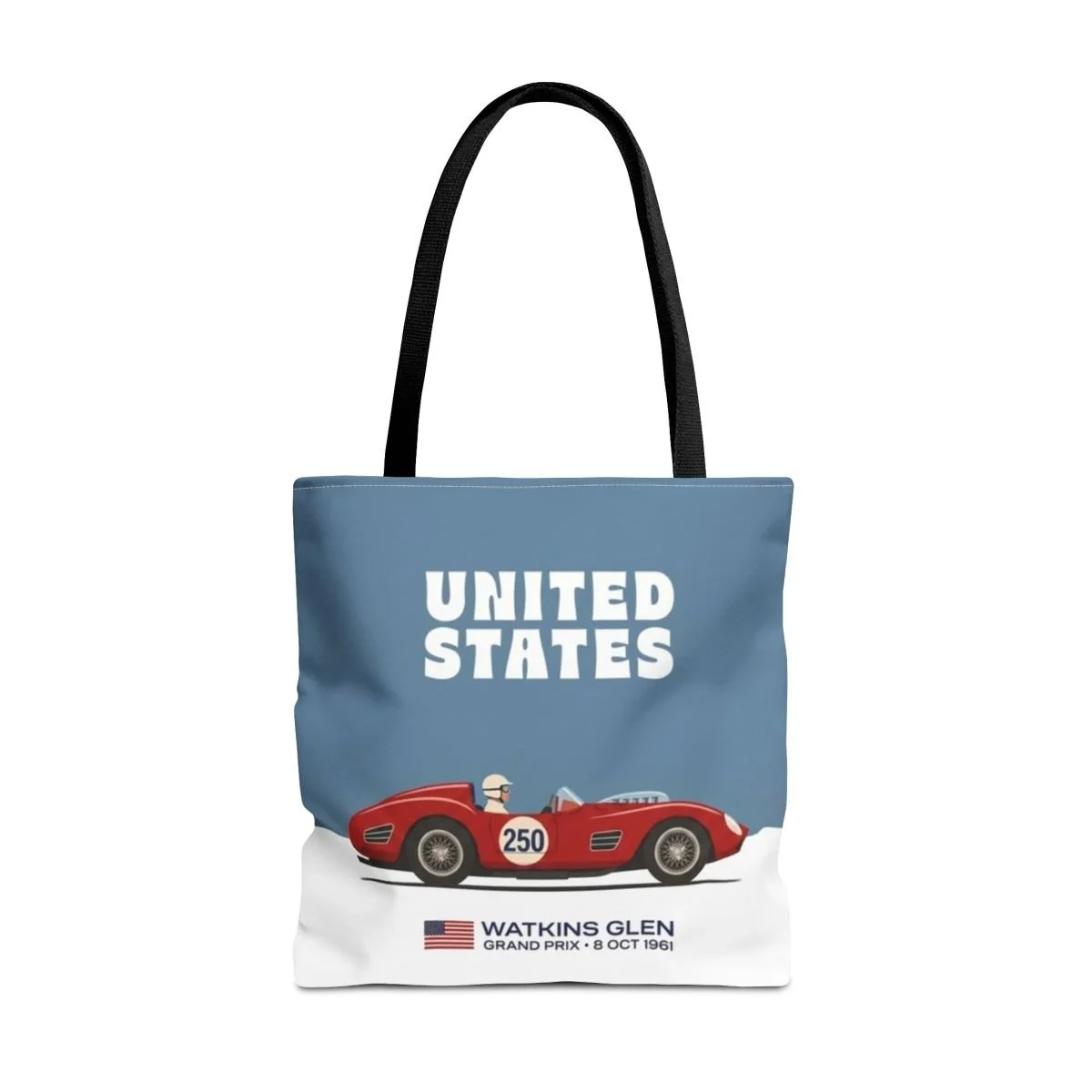 United States Racing Car tote bag | Watkins Glen vintage race poster design