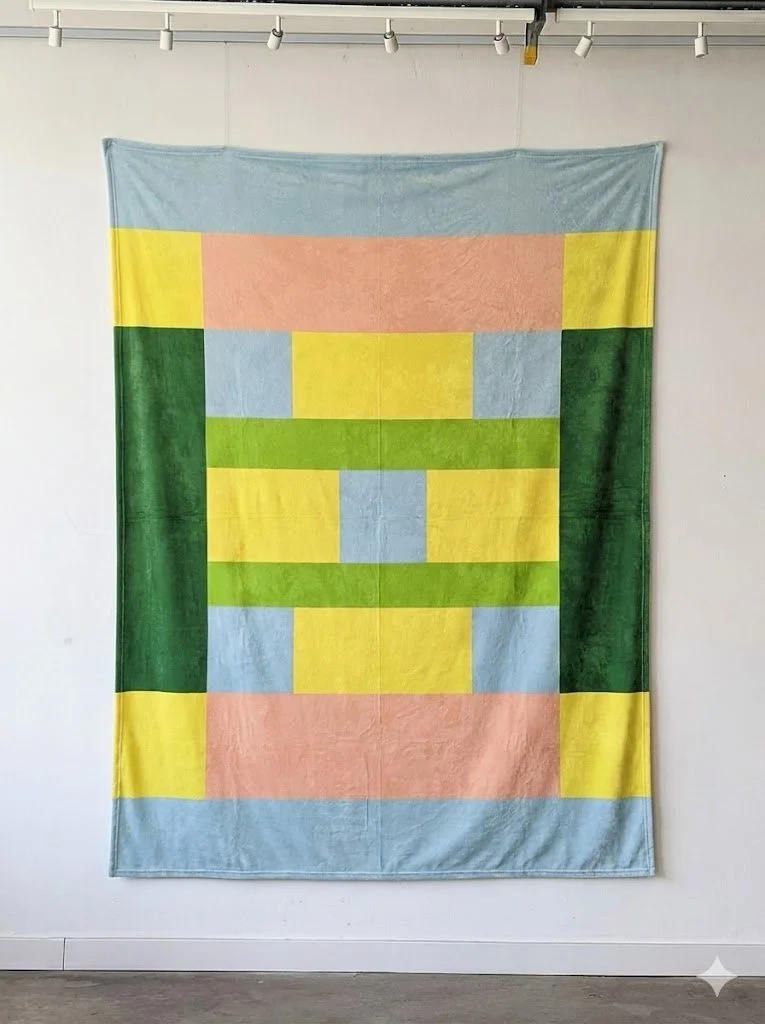 Abstract Microfiber Blanket  Melon & Mint (100% Polyester - 60"x80")