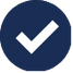 A badge with a checkmark inside a circle, indicating approval or verification.