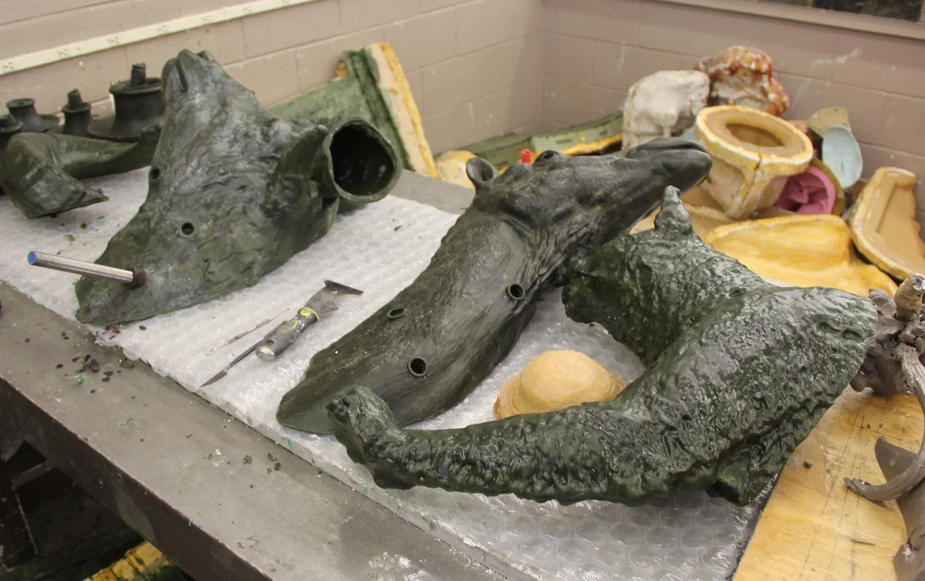 Wax duplicates of the 3D printed masters almost ready for casting in bronze.